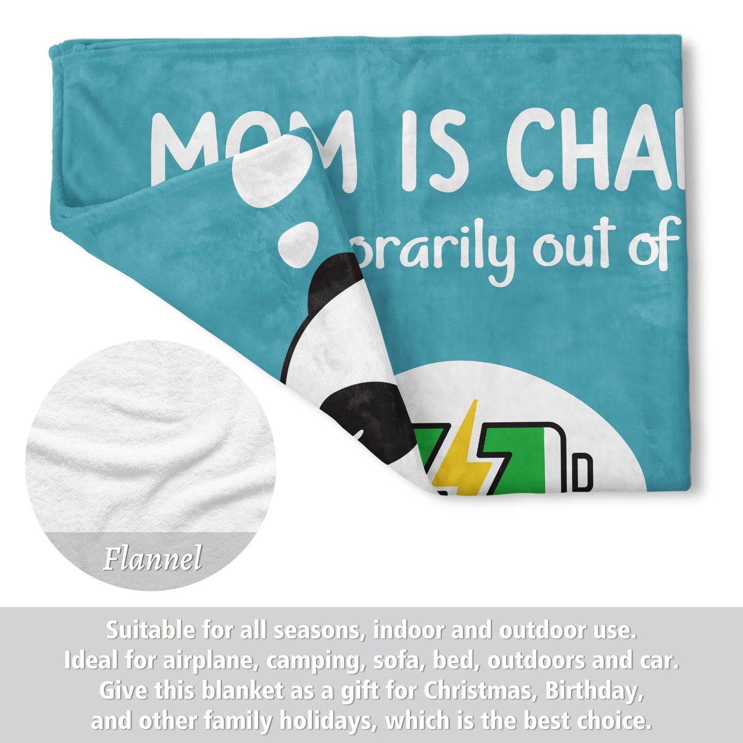 Craftique Funny Gifts for Mom Birthday Mother’s Day - Mom's Charging Blanket- New Mom Gifts for Women, Super Soft Blanket Throw for Napping Travel, 60”×50”