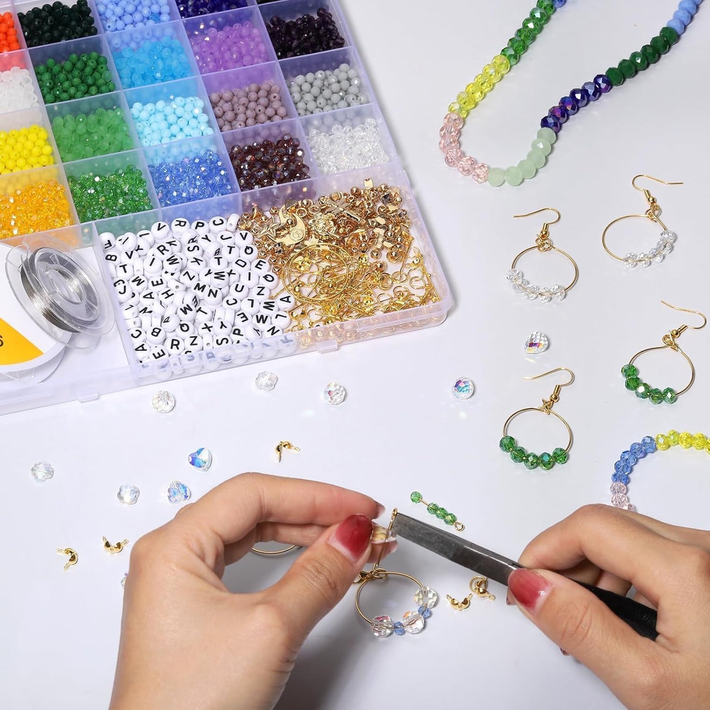 800Pcs 8mm Faceted Bead for Jewelry Making Crystal Faceted Jewelry Beads for Friendship Bracelet Making Kit Craft with Charms