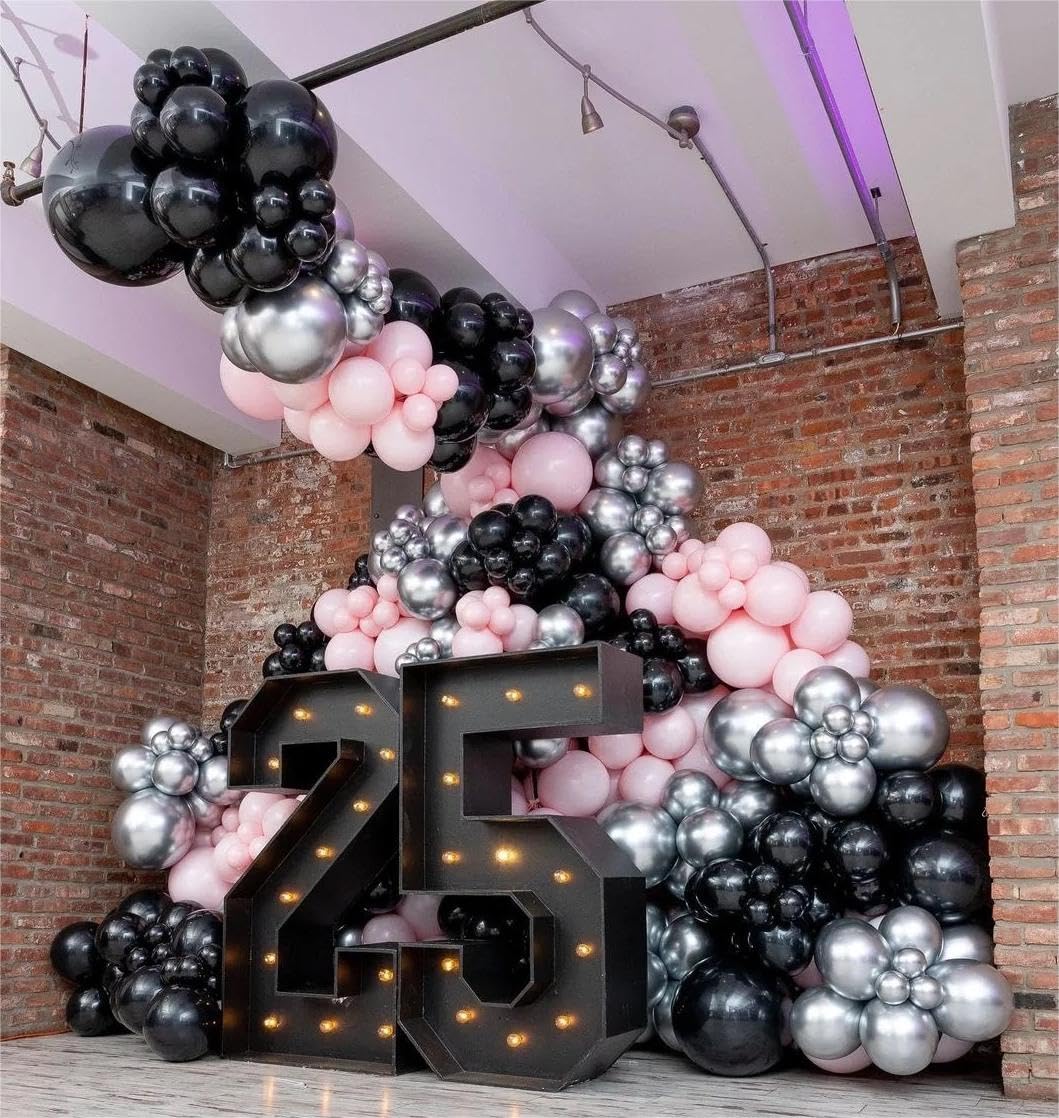 MOXMAY Metallic Silver Balloons, 50 Pcs 12 Inch Silver Chrome Latex Balloons for Balloon Garland or Arch as Wedding, Birthday, Disco Party Balloons Decorations