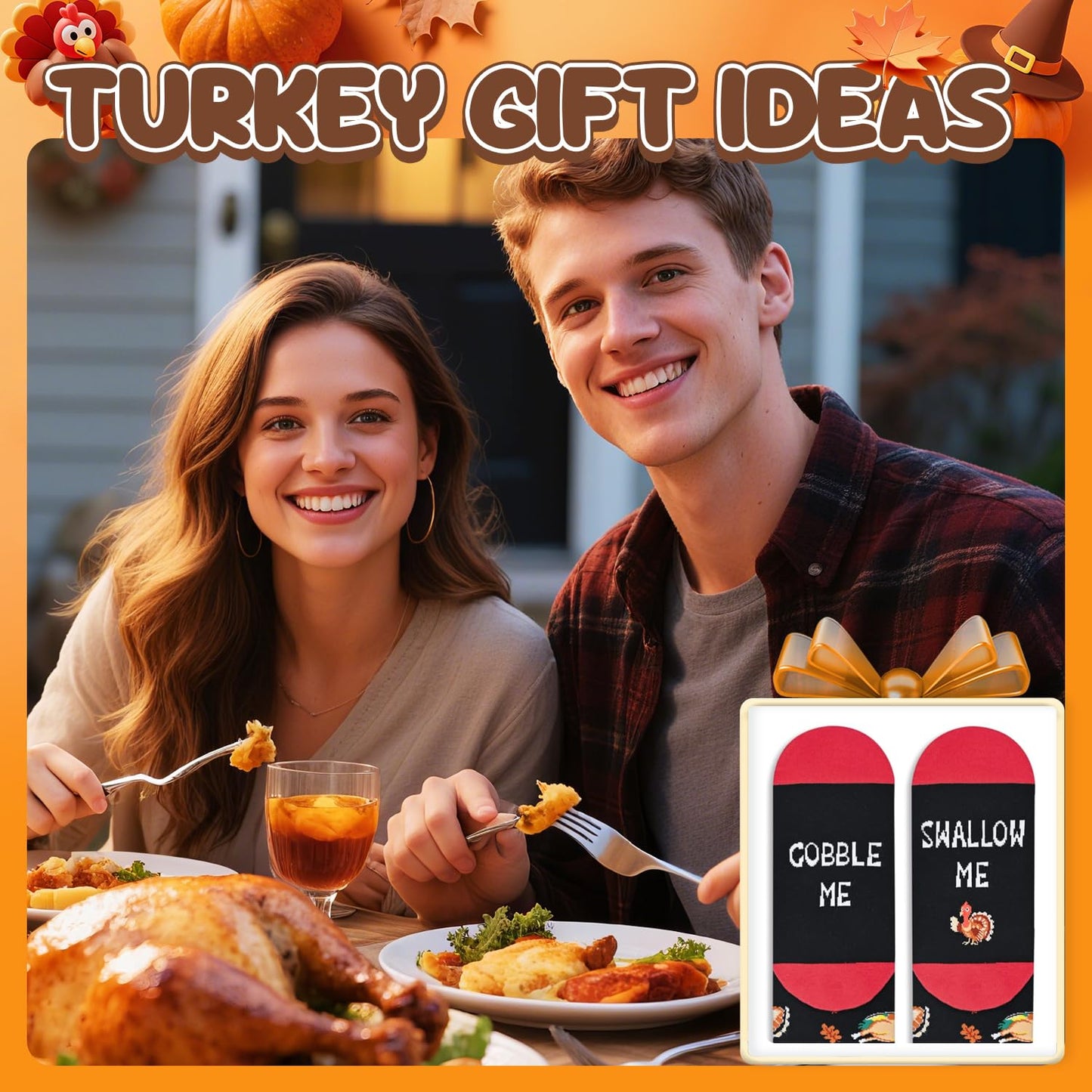Turkey Socks for Women - Thanksgiving, Hostess Gifts for Female Friends, Trot Socks