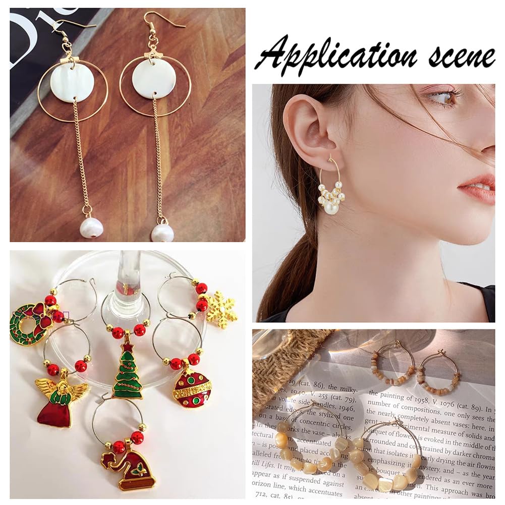 UNICRAFTALE 100pcs 20mm Hypoallergenic Stainless Steel Hoop Earring Golden Wine Glass Charm Rings 0.7mm Pin Earring Beading Hoop for Women Dangle Hoop Earrings Making