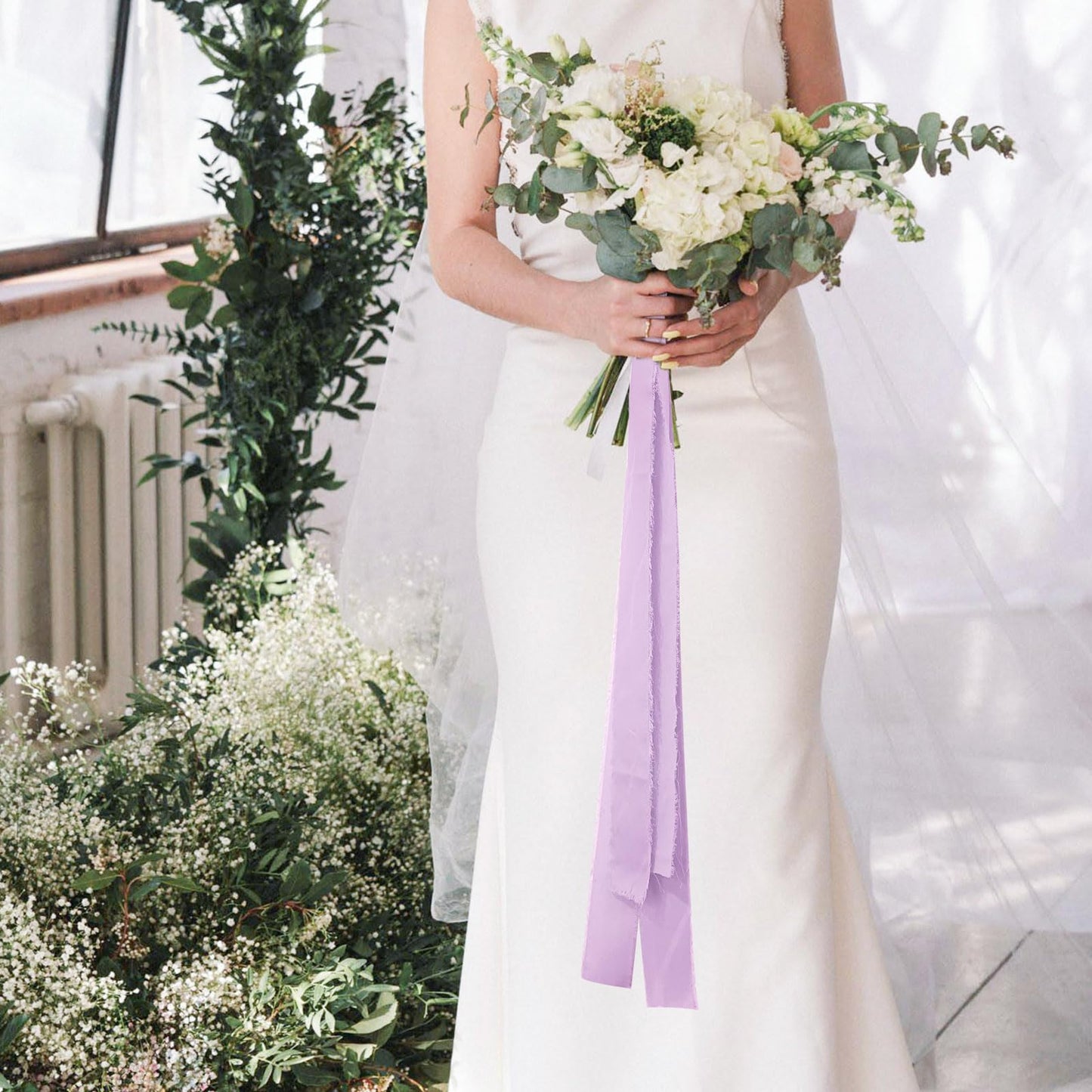 Pretty Jolly Pink Purple Chiffon Ribbon for Gift Wrapping 4 Rolls 2 Inch x 5Yd Silk Ribbons Handmade Fringe Fabric Ribbon for Flower Bouquet,Wedding Invitations,DIY Crafts and Hair Bows