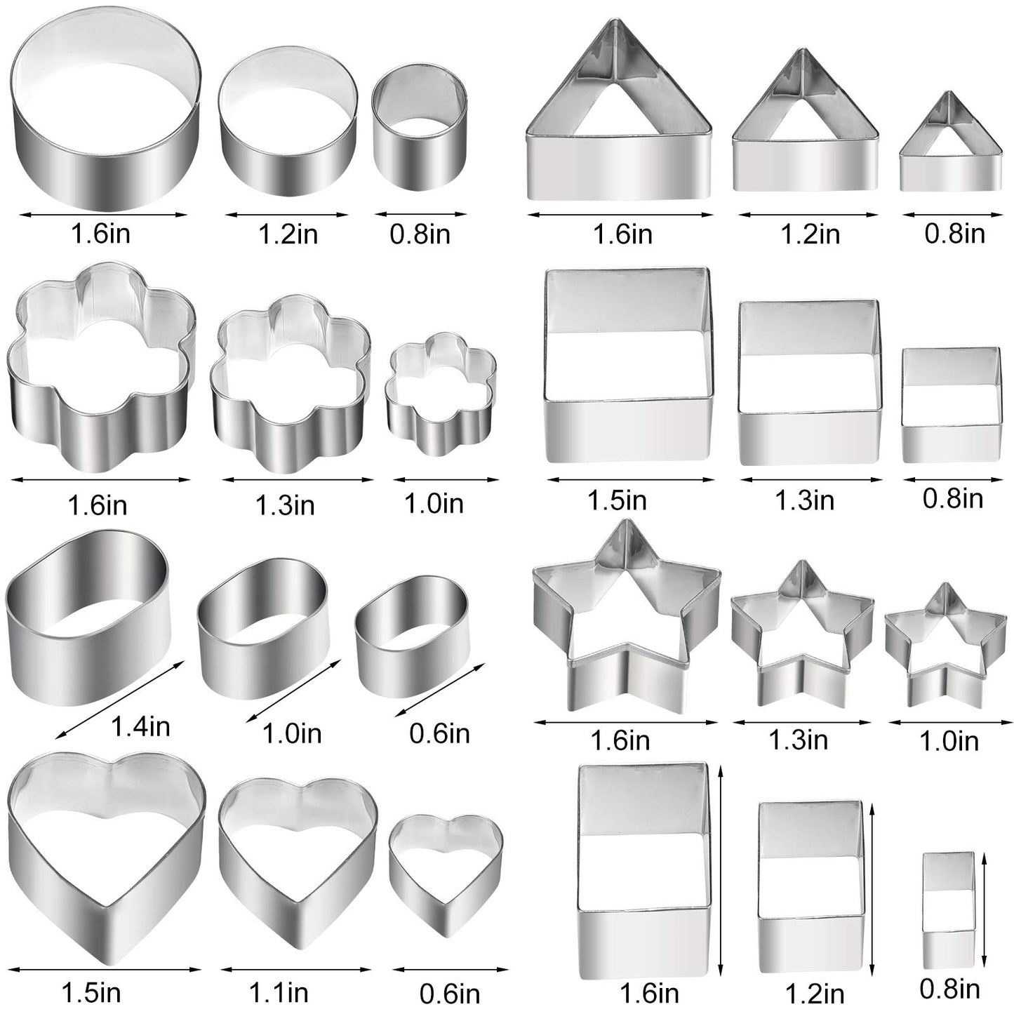 Mini shaped biscuit cutters Sets 24pcs Metal Dough Cutters Flower Star Heart Round Geometric Shapes Cutters for Kids Use for Cookies,Biscuit,Pastry Dough,Pie Crust,Fruits Fondant Homemade Baking