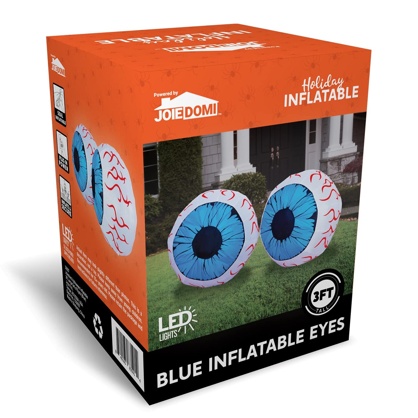 3Ft Halloween Inflatable Large Set of Eyes, Light Up Eyeball with Build-in LEDs, Blow Up Inflatable for Halloween Party Indoor, Outdoor, Yard, Garden, Lawn Decorations for Yard (Blue)