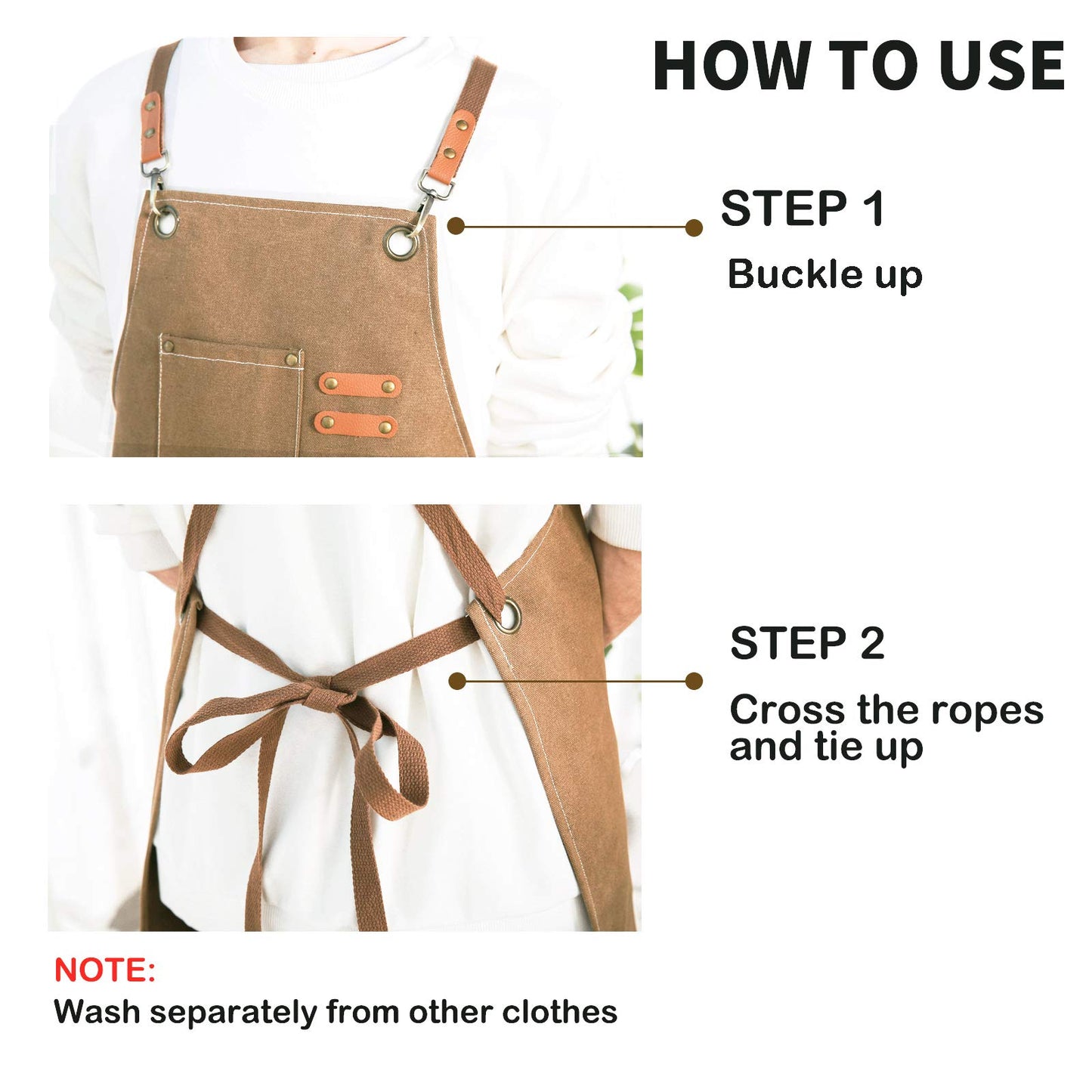 Chef Apron, Cotton Canvas Cross Back Apron with Pockets for Women and Men,Adjustable Strap and Large Pockets Apron,Kitchen Cooking Baking Bib Apron