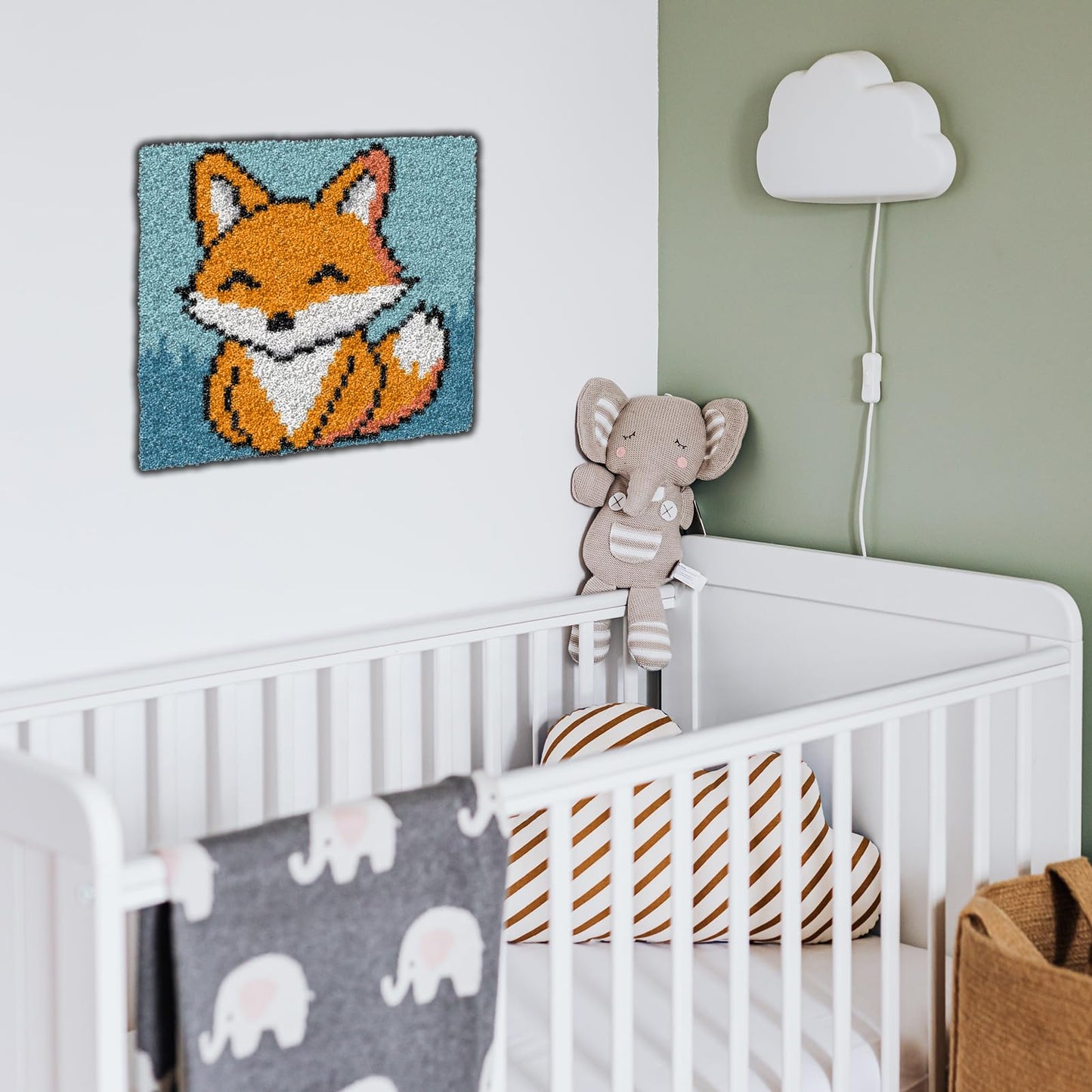 YP Latch Hook Kits for Kids Adults DIY Rug Tapestry Kits with Printed Canvas Embroidery Kits Festival Gifts Home Decoration (Fox,11.8inch X 11.8inch)