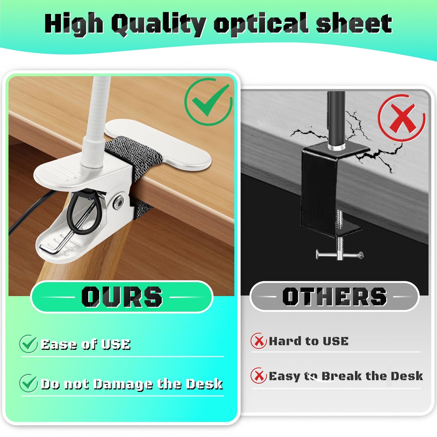 10X Magnifying Glass with Light, Clip on Mganifier with Light, 48 LED Desk Magnifying Glass wtih Clamp, 3 Modes Dimmable Magnifying LED Lamps for Bed Work Crafts DIY Repair White