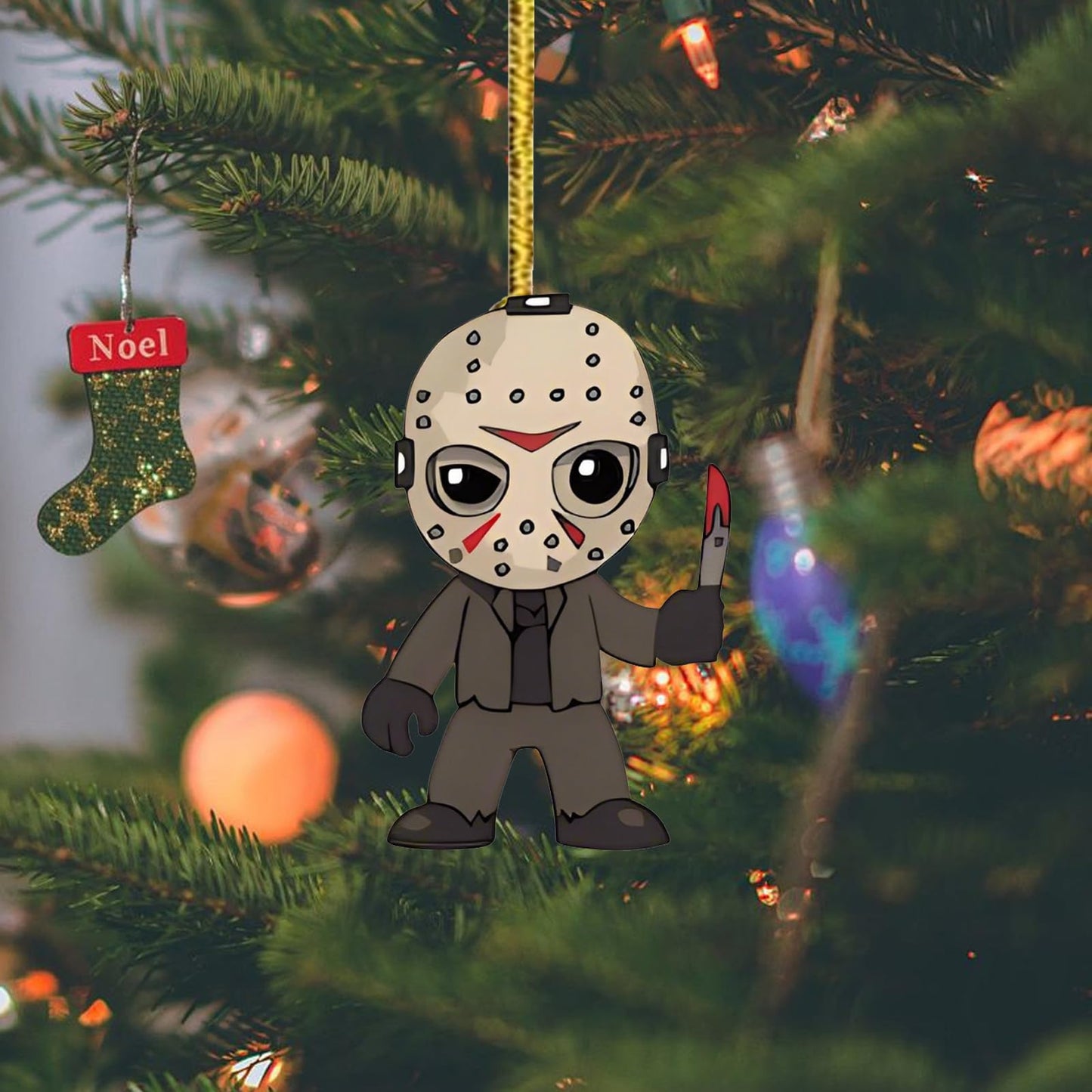 Halloween Tree Decoration - 12 Pcs Acrylic Pendant, Large Scary Movie Characters, Funny Cartoon Ornament