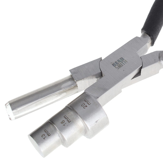 The Beadsmith Big Wrapper Pliers – Multi-Step Wrapping Tool –13, 16 & 20mm barrels - 7 Inches Long, 1.25” Stainless Steel Jaws, Cushioned Grips – Use to Shape Rings and Make Consistent Sized Loops …