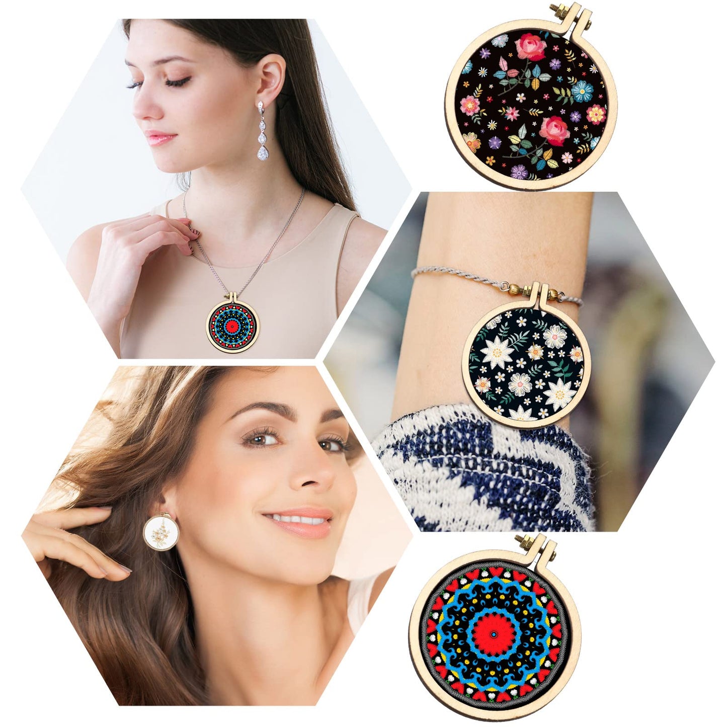 Mini Embroidery Hoops Adjustable Wooden Circle Cross Stitch Hoop Ring Bulk Round Embroidery for Art Craft Handy Sewing and Decoration(20 Pieces,2.2 x 2 Inch)