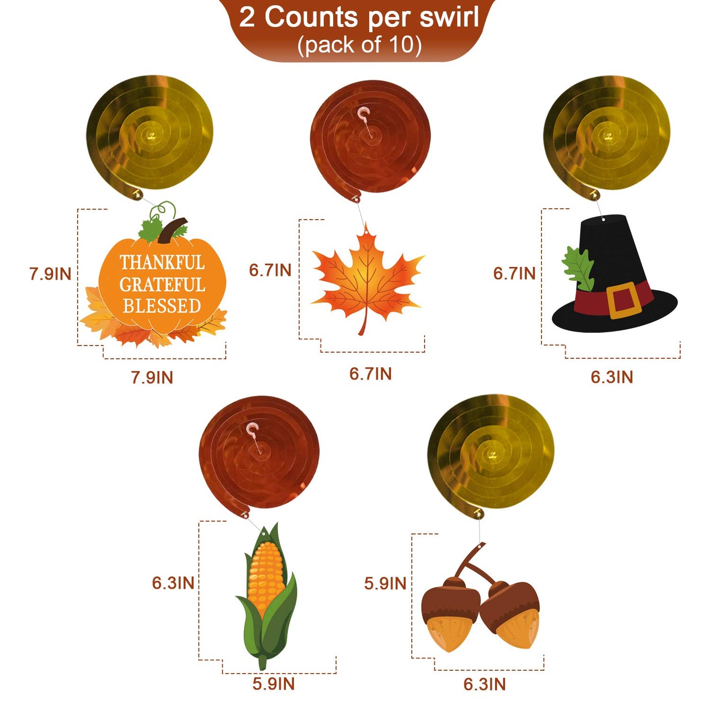 Thanksgiving Decorations Hanging Swirl - 34Pcs Thanksgiving Hanging Ceiling Streamers - Turkey Corns Pumpkin Maple Leaves Swirls for Home Indoor Outdoor Party Office Decor Supplies (NO DIY Required)