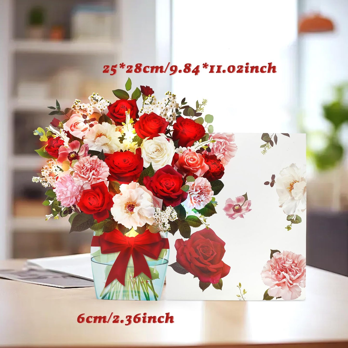 APOTODITO Rose Card with Music and Light, Mothers Day Card with Roses, Flower Bouquet 3D Gift Card, Mothers Day Gifts for Women Mom Wife(Rose)