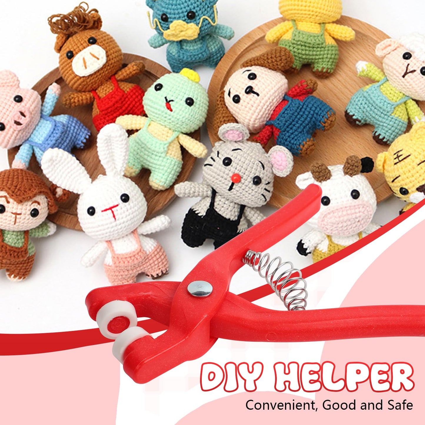 Latonyar Safety Eye Tool for Crocheting, Eye Snapper Crochet Tool, Auxiliary Tool for Attaching for Crocheting Eyes Crochet Tools for Crochet & Stuffed 6-12mm Animal Eyes Making Supplies Tool (Red)