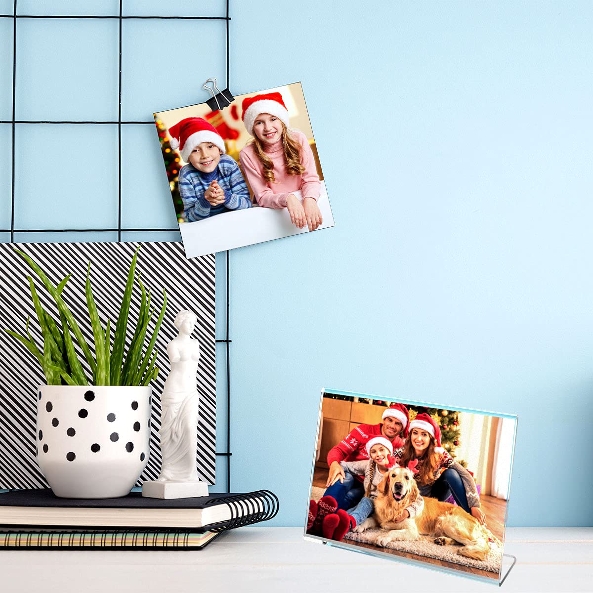 Slanted Back Acrylic Sign Holder 6 x 4 Inches, Clear Plastic Sign Holder Paper Display Table Stand for Office, Store, Restaurant -Horizontal (6 Pack)