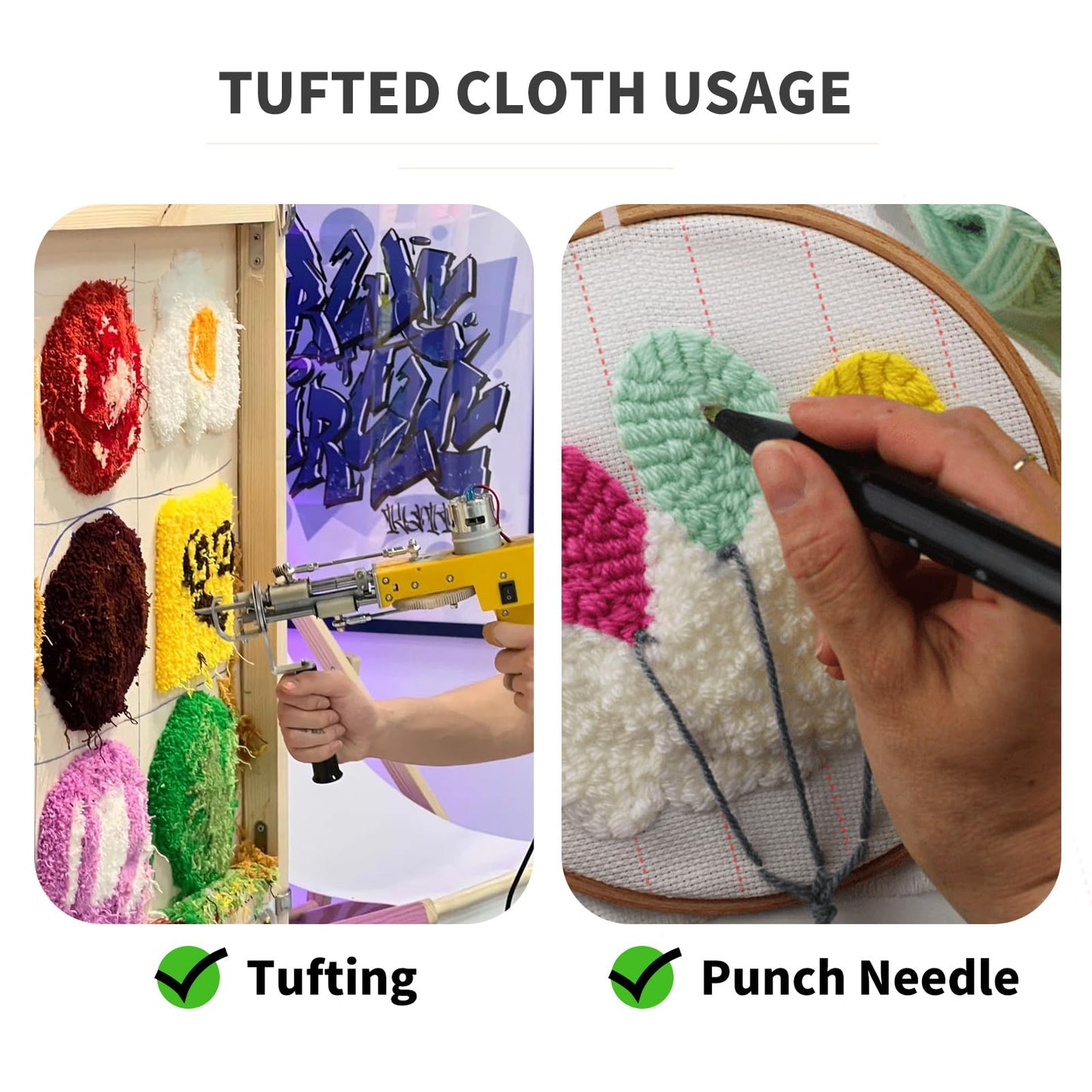 Foboull 40" x 40" Large Overlocking Primary Tufting Cloth for Rug Tufting with Marked Lines, Monks Cloth for Punch Needle for Most Tufting Frame