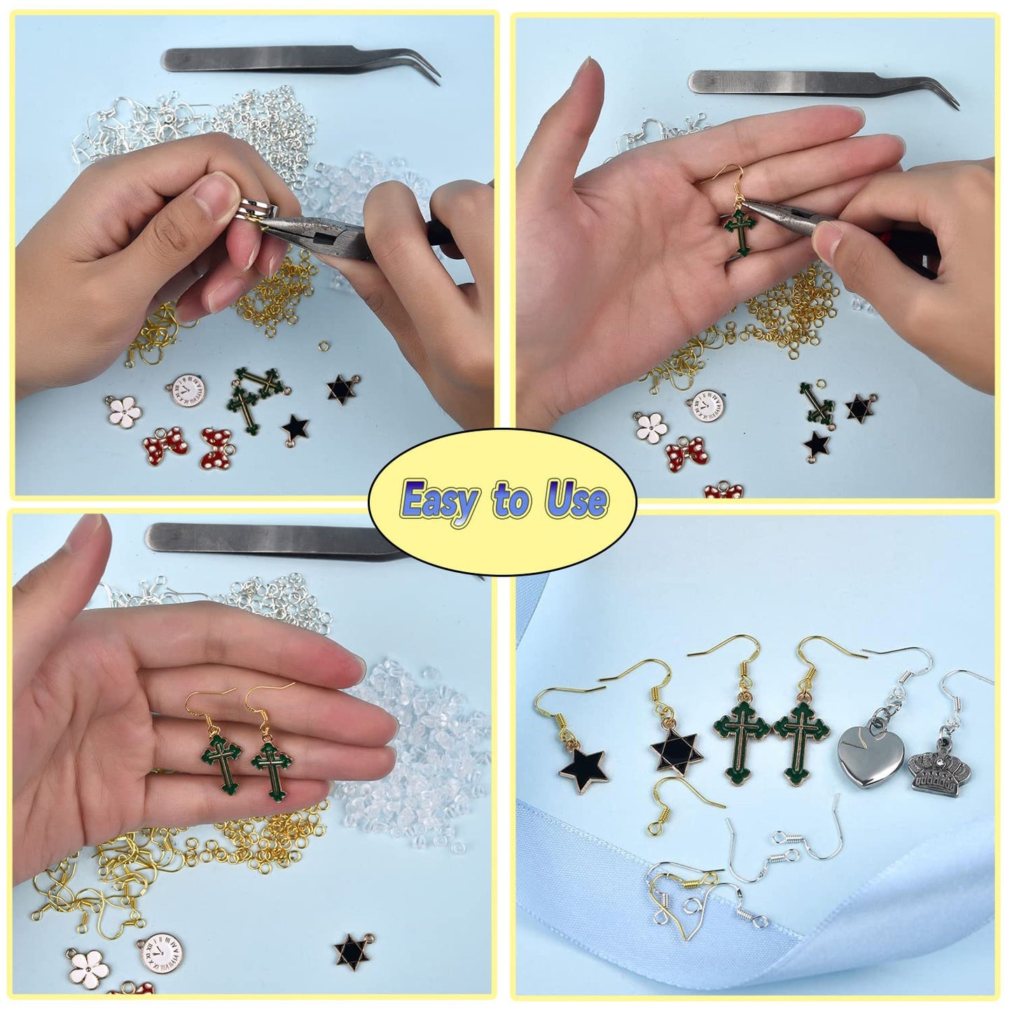 600Pcs Hypoallergenic Black Earring Hooks, Making Kit With Backs and Jump Rings for Jewelry Making Supplies (Black)