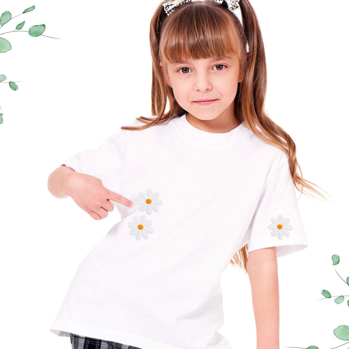 Daisy Flower Patch Clothing Iron On Patches Appliques Delicate Embroidered for DIY Decoration T-Shirt Backpack Hoodies Shoes Bags 1.38 Inch (20 Pieces)