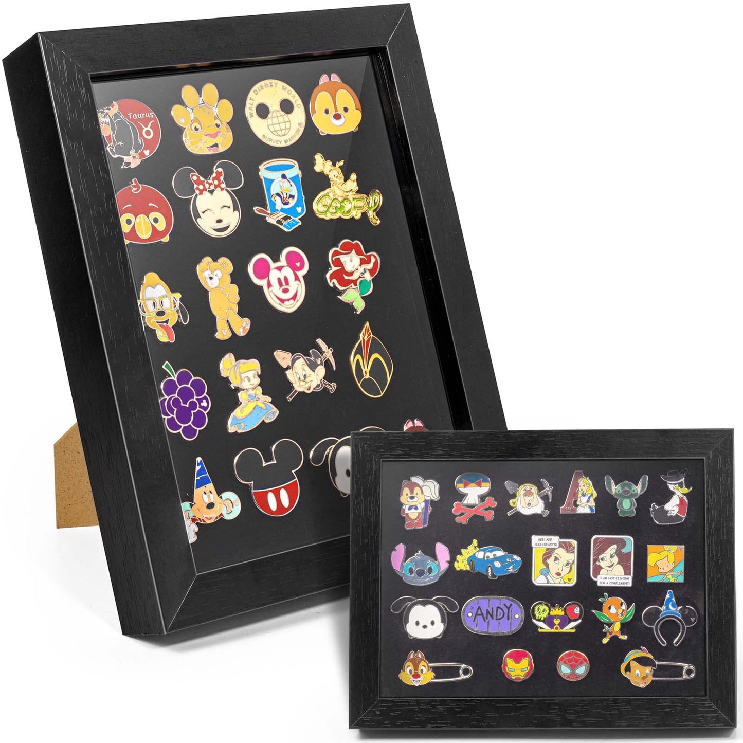 Pin Display Frame, 7x9 Shadow Box for Wall and Tabletop Mount, Pin Collection Display, Brooch Holder for Enthusiast, Black