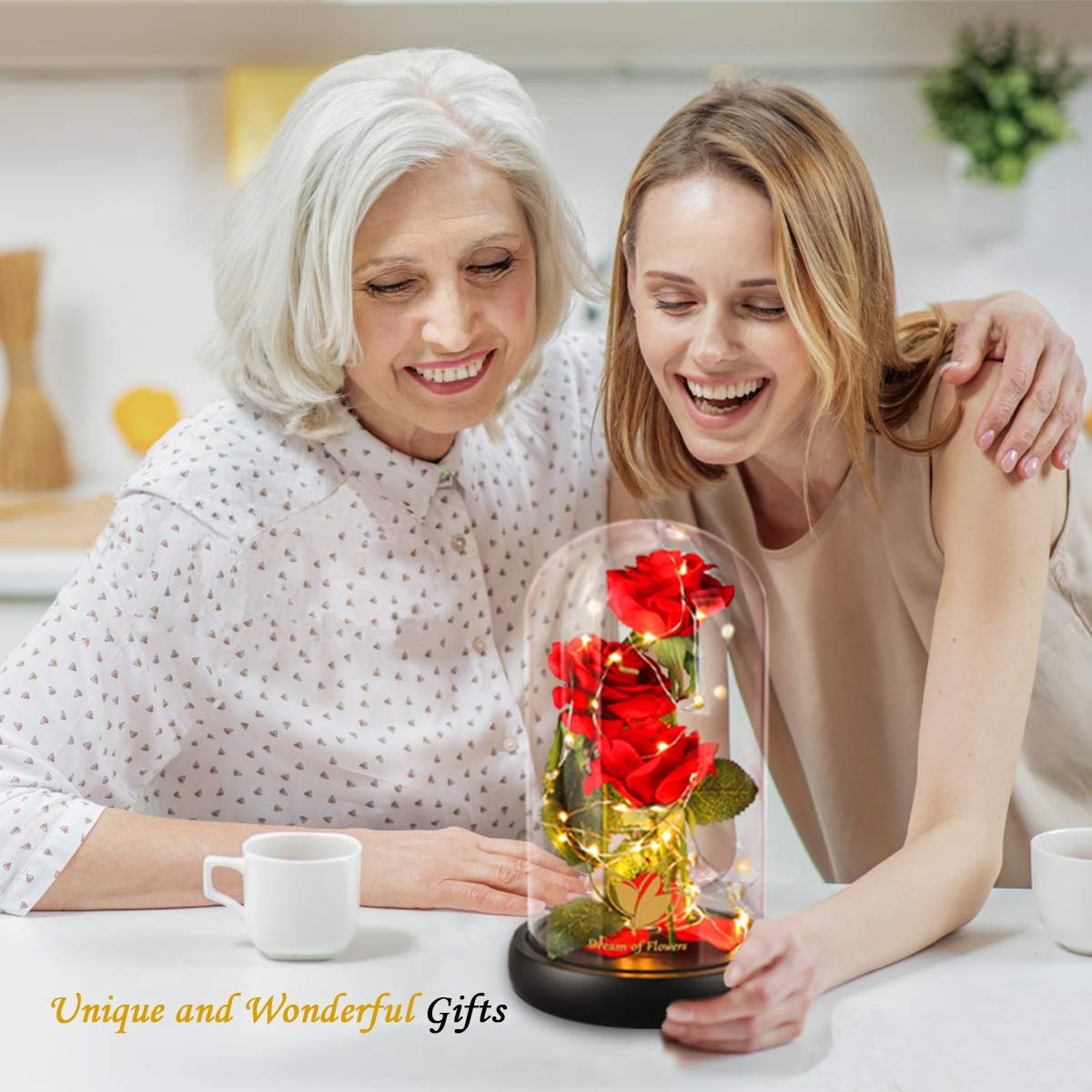 Mothers Day Mom Gifts for Mom,Beauty and The Beast Rose Light Up in Glass Dome,Preserved Flowers Prime Delivery Flowers Gifts,Birthday Gifts for Women Girlfriend Wife Anniversary,Valentines,Wedding