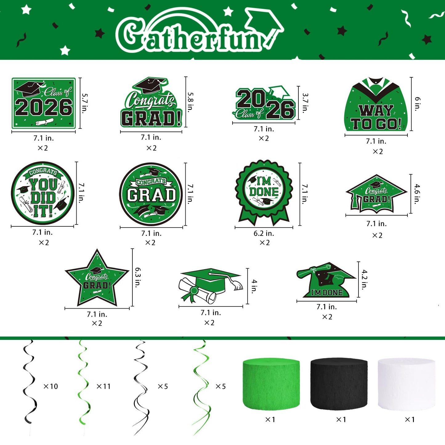 Green Themed 2026 Graduation Decorations Set - Congrats Grad Banner, Class of 2026 Backdrop, Balloons & Streamers Kit - Complete Party Supplies for High School & College Celebrations