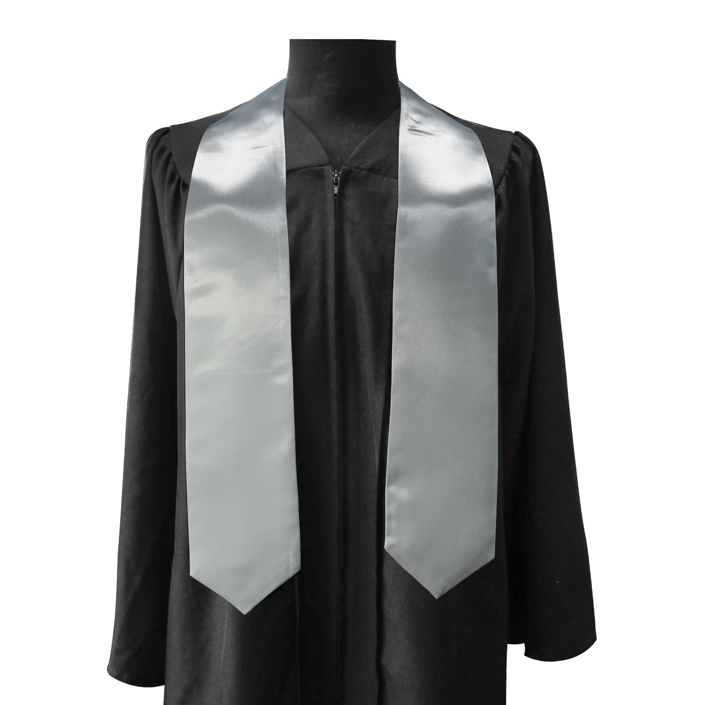 GraduationMall Unisex Adult Plain Graduation Stole 60" Silver