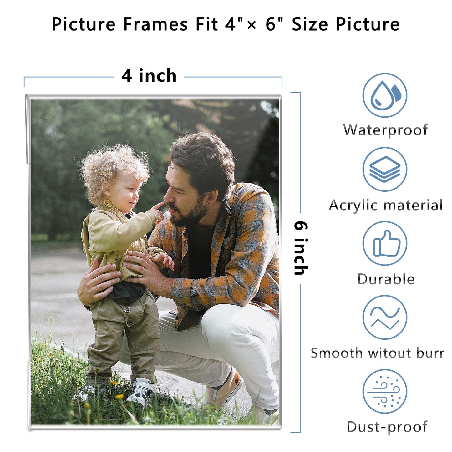 Clear Acrylic Photo Picture Frames Display Picture,Wall Mounting Clear for Home,School,office,-Vertical, 4x6, Set of 6