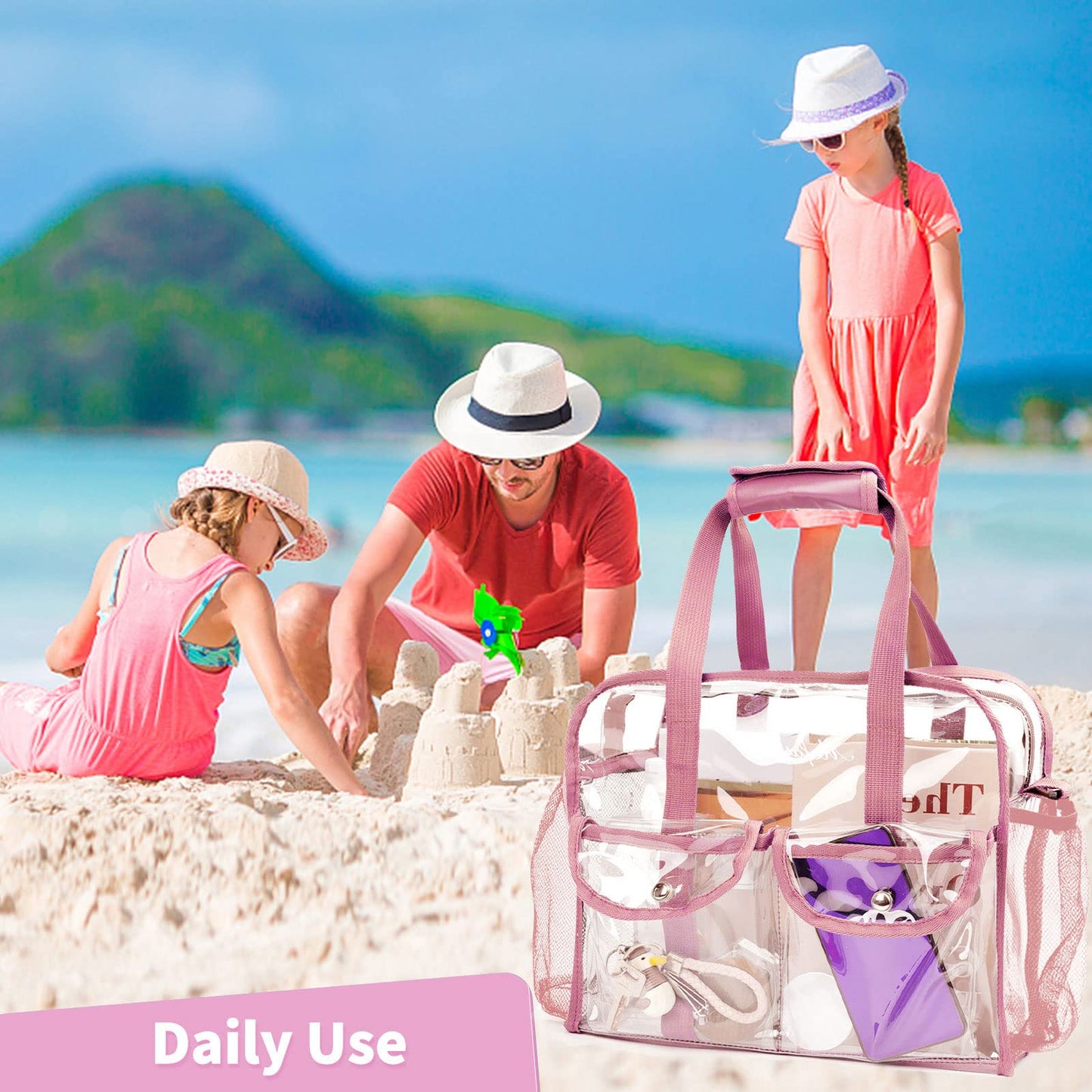 MOFASVIGI Clear Bag Stadium Approved Transparent Waterproof Clear Tote Bags for Work, Sports Games, Concerts,Travel-12 x12 x6