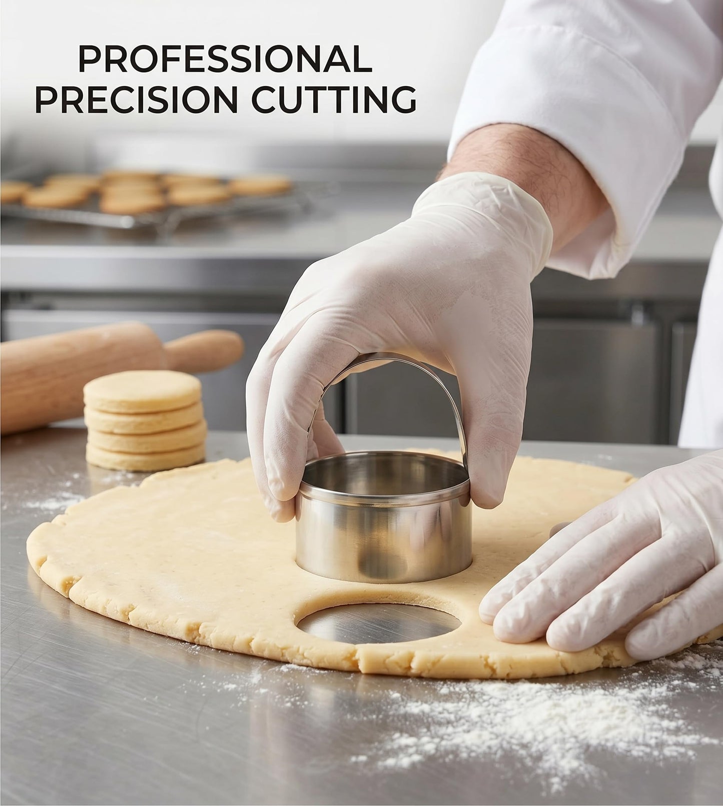 Maykito 3 Pieces Round Biscuit Cutter with Handle - Stainless Steel Round Circle Doughnut Cutter Baking Molds Assorted Size