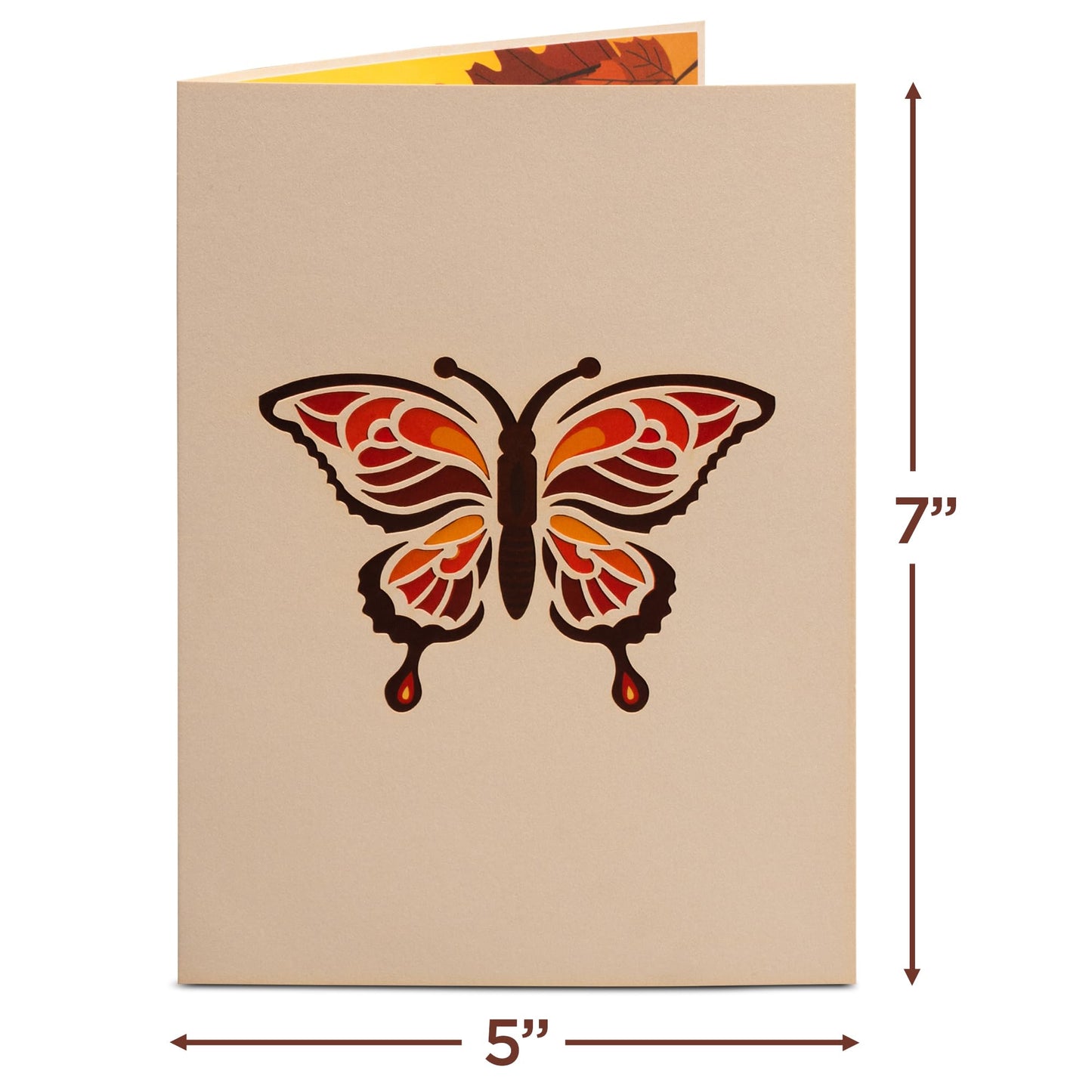 Paper Love 3D Fall Butterflies Pop Up Card, For All Occasions, Birthday, Thanksgiving, Thinking of You, Sympathy or Just Because - 5" x 7" Cover - Includes Envelope and Removable Note Tag