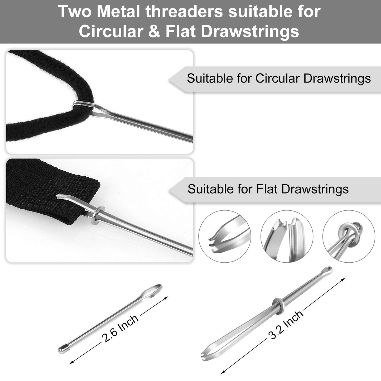 Tudniky 16 PCS Drawstring Threader, Loop Turner Sewing Tool with Flexible Hoodie String Threader and Cord Locks, Easy Drawstring Threader Bodkin Sewing Tool for Shorts Pants Jackets Coats Hoodies