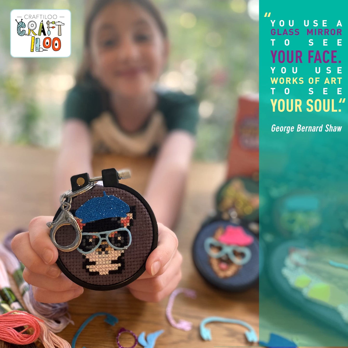 CRAFTILOO Dogs Cross Stitch Kits for Beginners. 5 Stamped Cross Stitch Kits for Kids.Needlepoint Kits for Beginners. Embroidery Kit for Kids. Crossstitch Kit for Beginners. (Dogs)