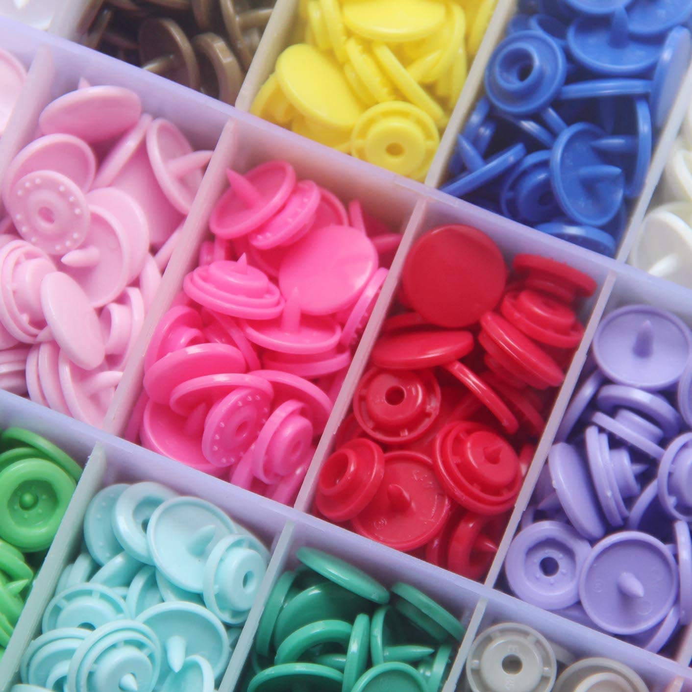 Snaps Buttons + Snap Pliers, Starter Fasteners Kit, 384 Sets 24-Colors, Size 20 T5 KAM Snap Plastic Fasteners Punch Poppers Closures No-Sew Buttons for Crafts Cloth Diaper Bibs