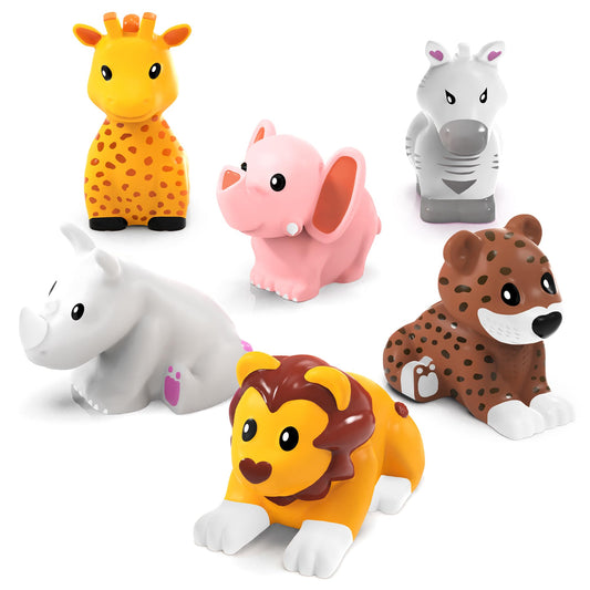 Tub Works® Savanna™ Mold Free Bath Toys, 6 Pack | Sealed, No Hole Bath Toys Design Keeps Moisture Out | Soft, Squeezable & Float on Water | Easy-Grip Baby & Toddler Bathtub Toys | Great Baby Pool Toys