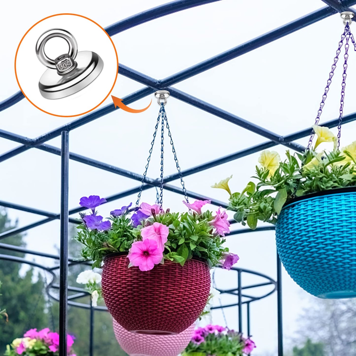 E BAVITE Magnetic Hooks, 100 LB（45KG） Heavy Duty Magnetic Hooks with Countersunk Hole Eyebolt, Perfect for Home, Kitchen, Workplace, Office and Garage, Pack of 10