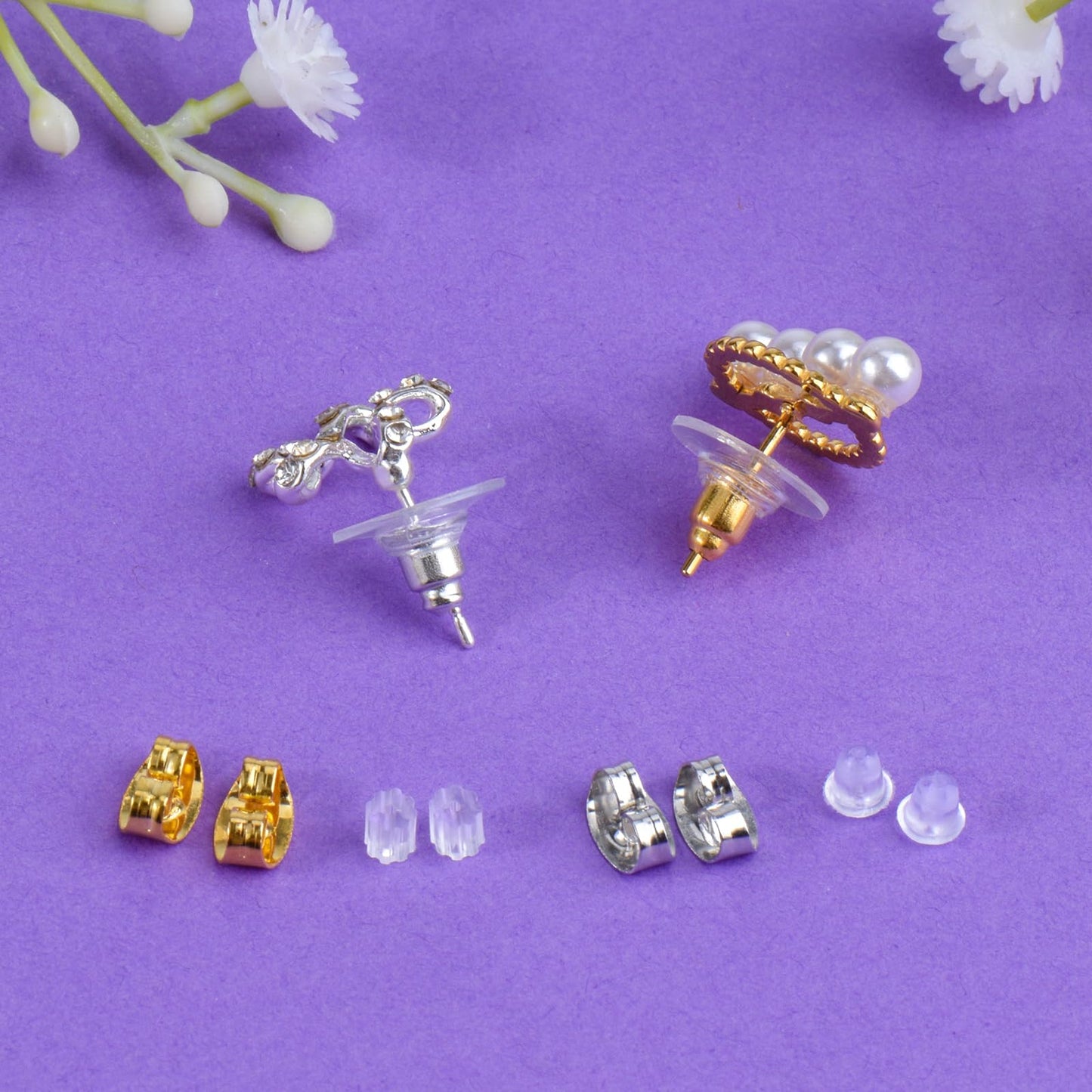 7 Styles Silicone Earring Backs Replacements for Studs/Droopy Ears/Heavy Earring,550Pcs Metal Clear Hypoallergenic Plastic Rubber Backings Clutch Stoppers for Fish Hook Studs Hoops