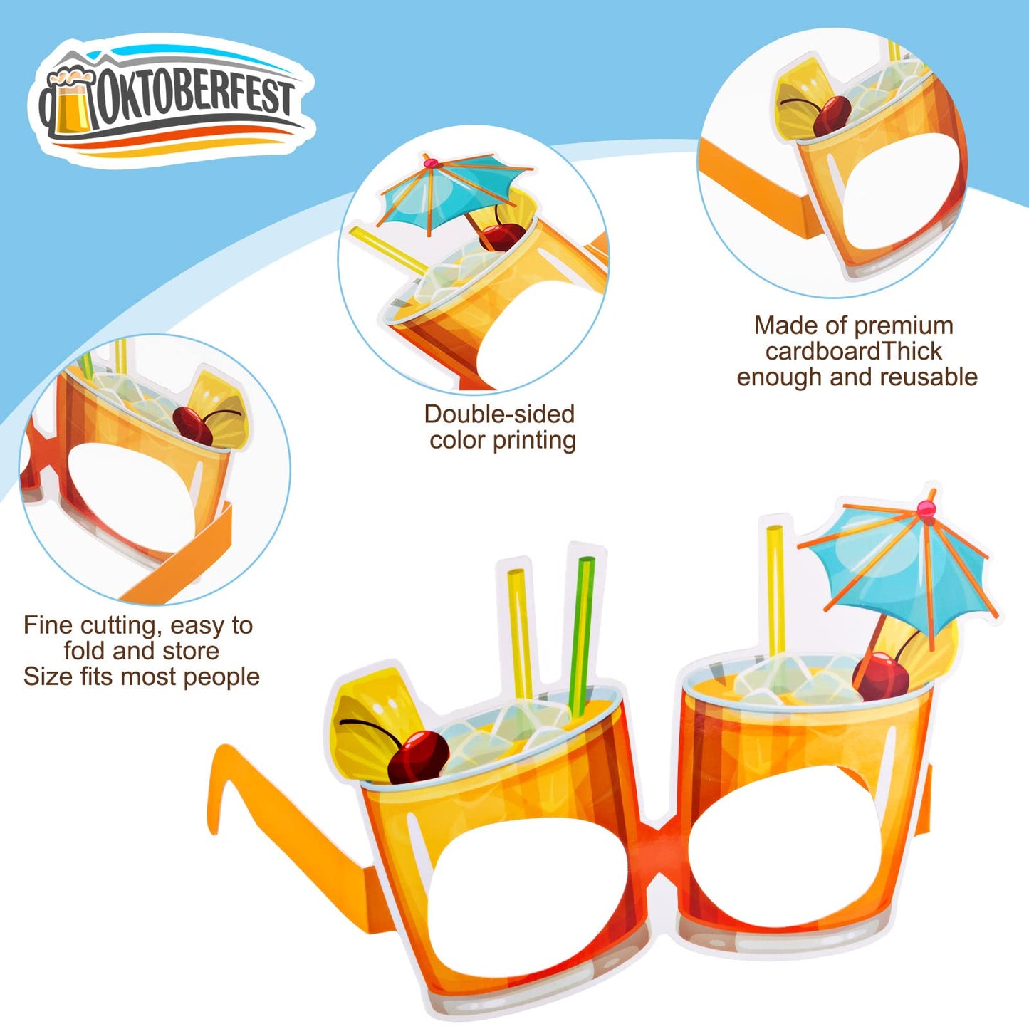 Vinsot 32 Pack Beach Pool Party Eyeglasses Decor Summer Luau Paper Glasses Bulk Hawaiian Sunglasses Frame Tropical Pool Props Photo Booth Props for Summer Beach Luau Party Favor Birthday Supply Decor
