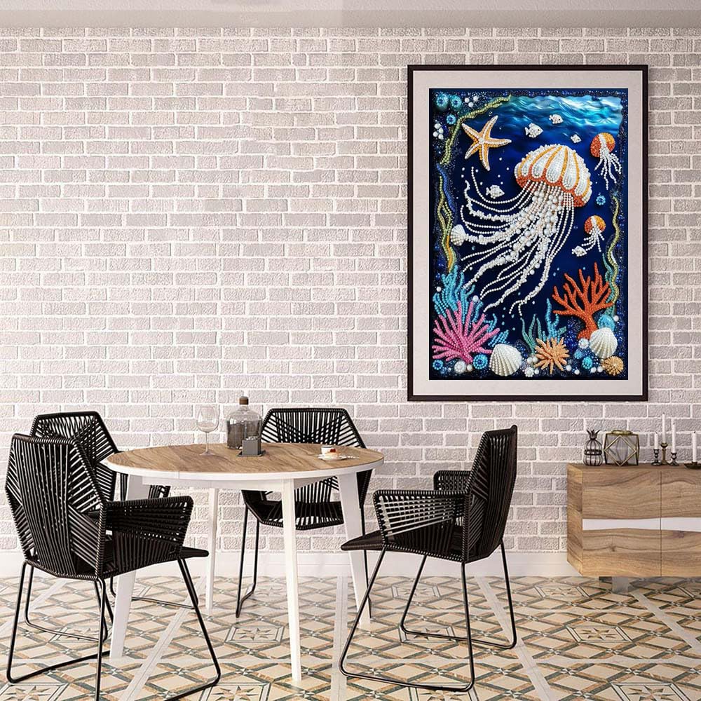 ZQEATRY Jellyfish Coral Reef Special Shape Diamond Art Kits for Adults,5D Diamond Painting Kits for Beginner,DIY Diamond Crystal Rhinestones Gem Art Kits for Home Wall Decor 12 X 16inch
