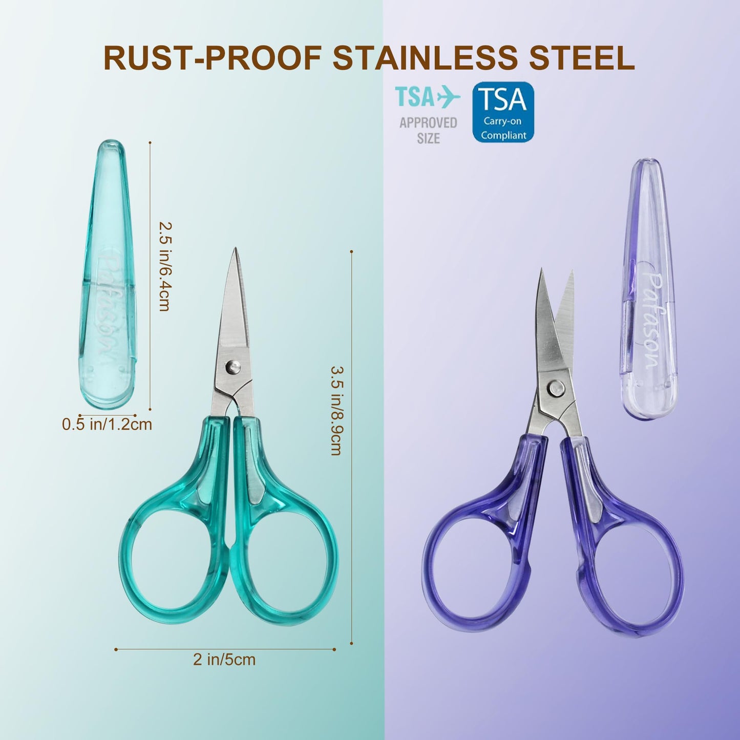 Sharpest & Precise Embroidery Scissor Set 2 PC Curved Straight for Quilting Sewing Knitting Crafting Cross Stitch Crochet Thread Yarn Paper Fabric Detail Cutting Stainless Steel Safety Case