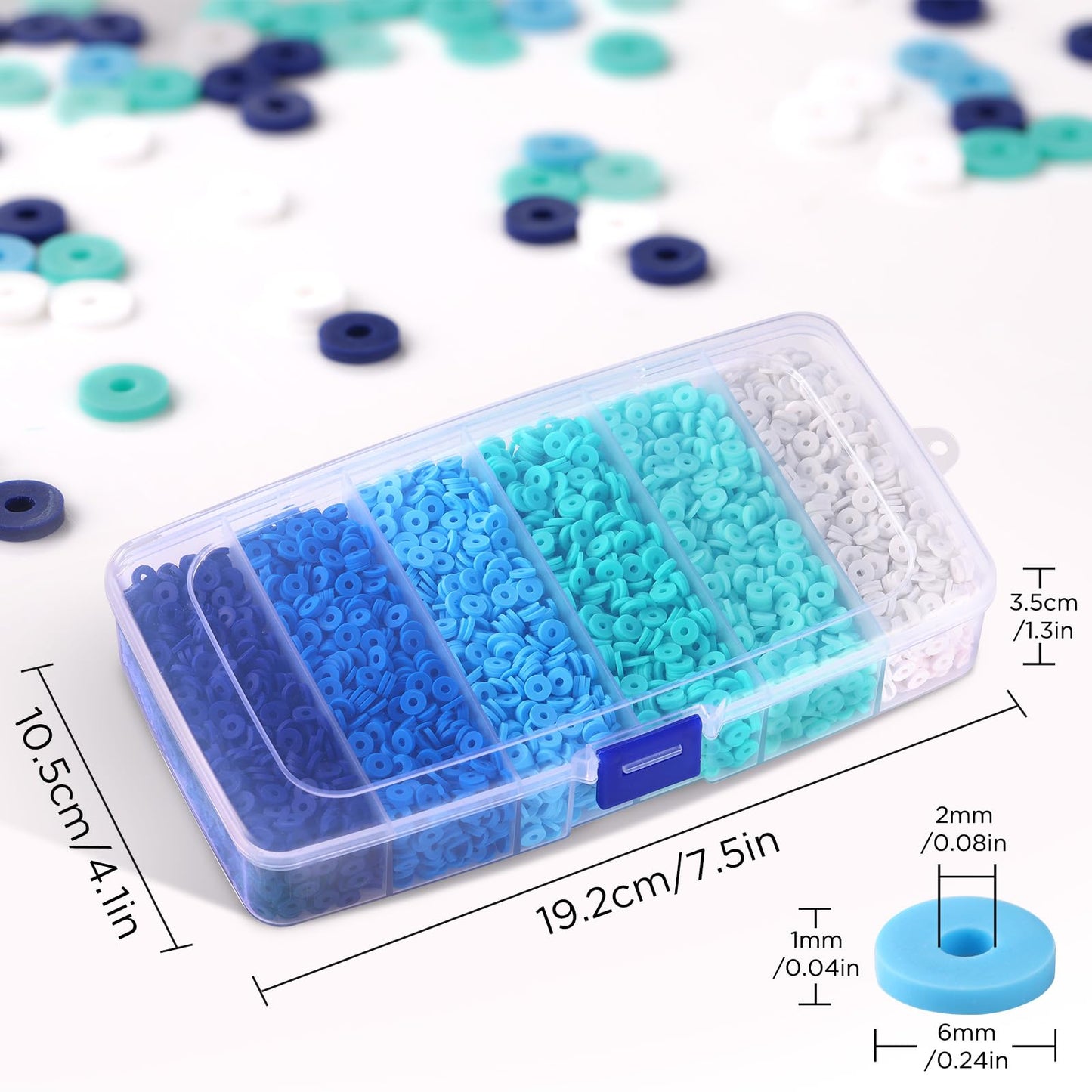 6000 Pcs Blue Clay Beads for Bracelets Making, Funtopia Heishi Beads Polymer Clay Beads, Flat Round Disc Clay Beads for Jewelry Making (6mm)