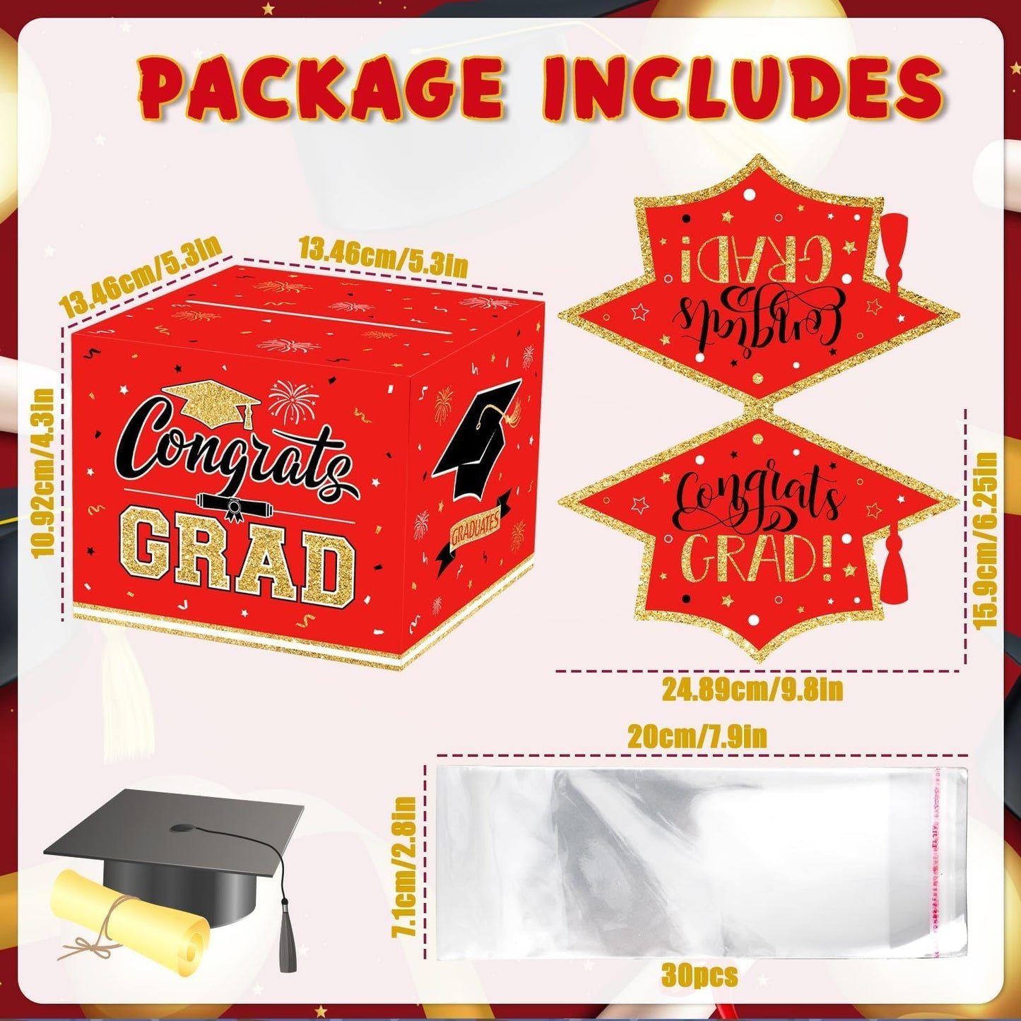 VABAMNA 2026 Graduation Gifts, Class of 2026 Money Gift Box, Funny Surprise Cash Gift Idea Kit for Boys Girls College High School Congrats Grad Black Red