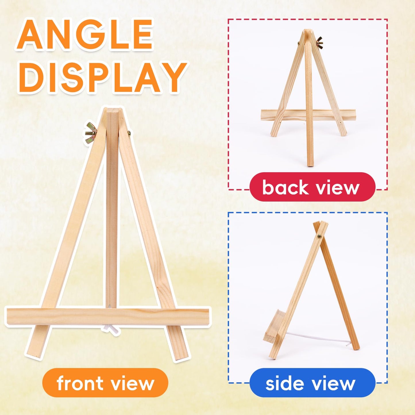 6 Pack 9 Inch Wood Easels for Painting Canvases Tabletop Painting Easels Art and Crafts Display Tripod for Artists Portable Canvas Photo Picture Sign Holder for Student
