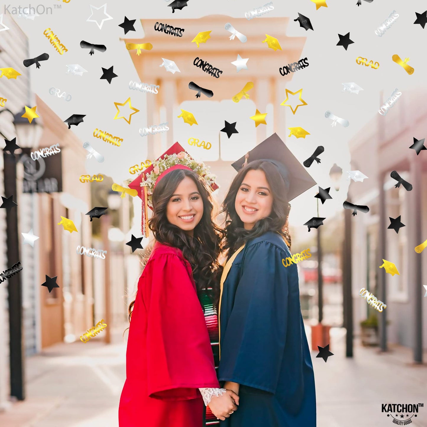 Black and Gold Grad Graduation Decorations 2026 - Pack of 1000, Congrats Grad Graduation Confetti 2026 | Grad Confetti Class of 2026 for Black and Gold 2026 Graduation Decorations, KatchOn