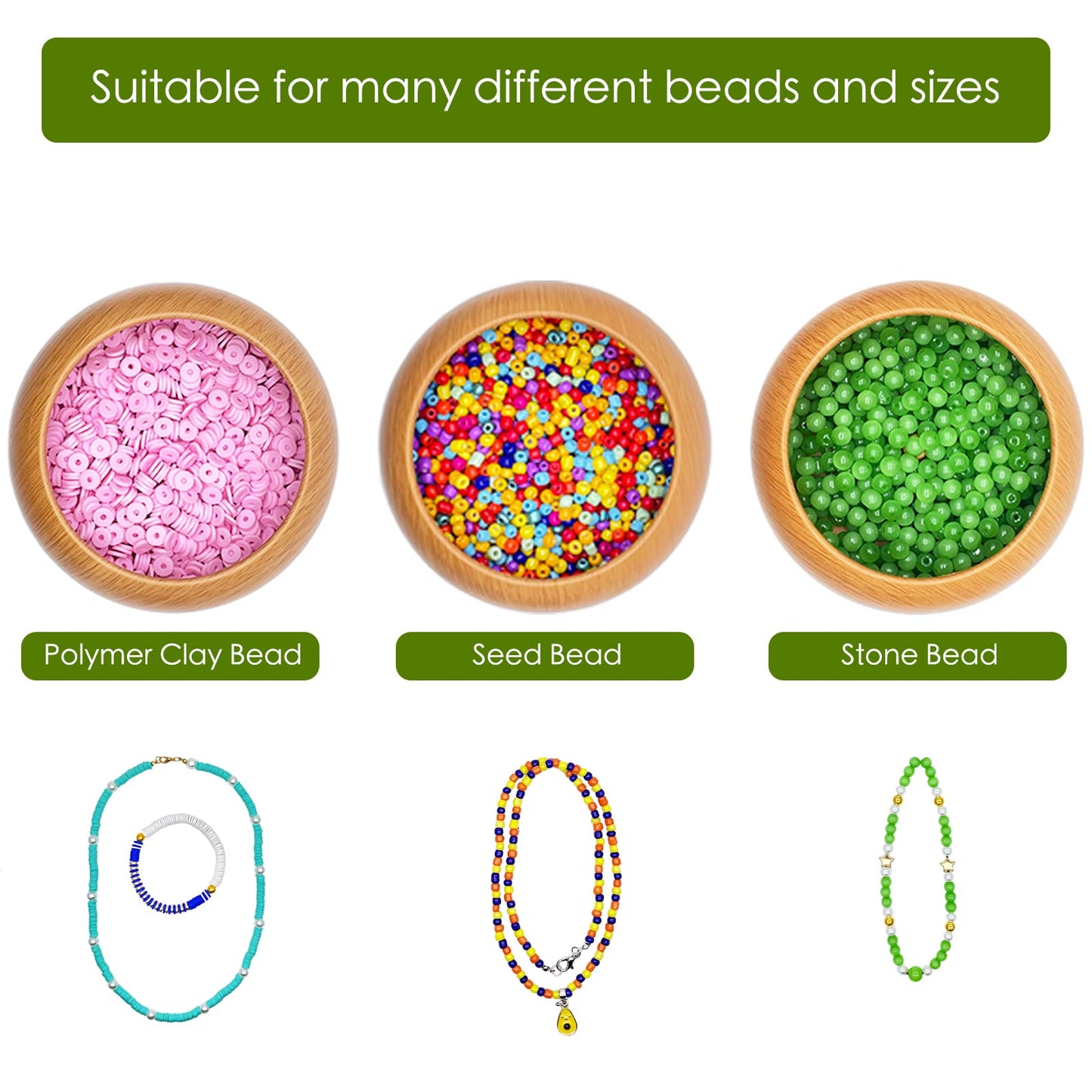 Electric Bead Spinner - Clay Bead Spinner with 2PC Beading Needles and Seed Beads, Waist Beads Kit, Bead Spinner for Jewelry Making, Electric | Speed Adjustment Beading Tools (Original)