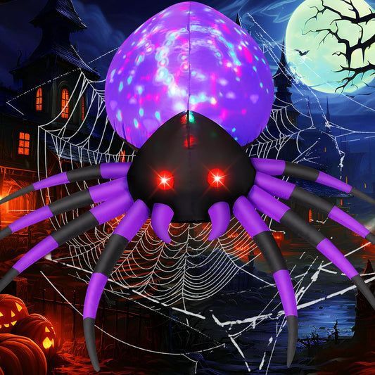 5 FT Width Halloween Inflatable Spider Outdoor Decoration with Magic Light, Blow Up Yard Inflatables Holiday Inflatables for Outdoor Yard Garden Lawn Decor