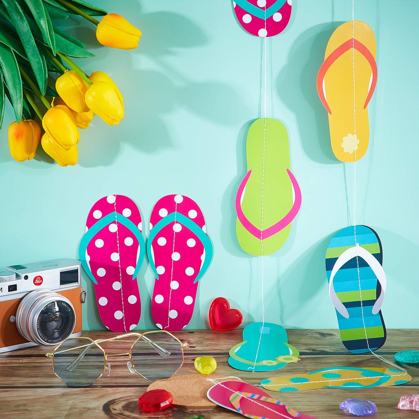 52 Feet Flip Flop Party String Summer Party Garland Flip Flop Hanging Banner Beach Party Garland for Summer Party Beach Party Slipper Theme Party Baby Shower Birthday Party