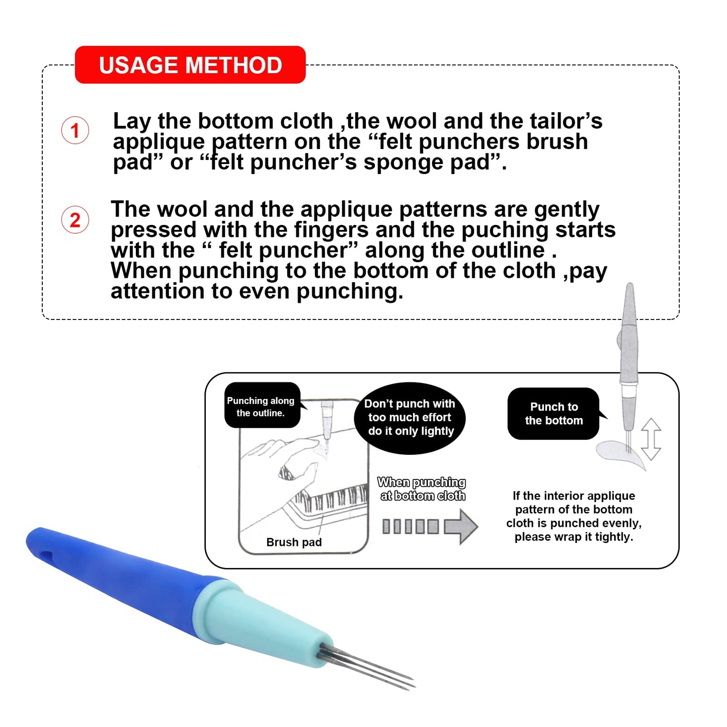 2 Pack Wool Felting Tools - Pen Style with 3 Needles & Punch Style with 7 Barbed Needles for DIY Patchwork & Handicraft