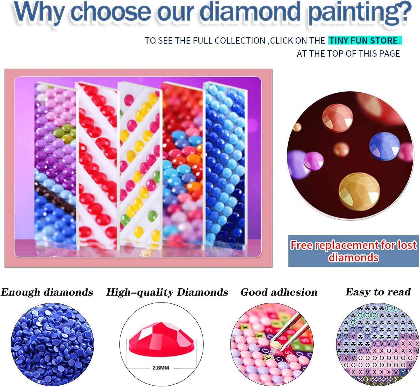TINY FUN Diamond Painting Kits for Adults&Beginners DIY 5D Diamond Art Paint with Round Diamonds Full Drill Cow Gem Art Painting Kit for Home Wall Decor Gifts(12x16inch/30×40cm)
