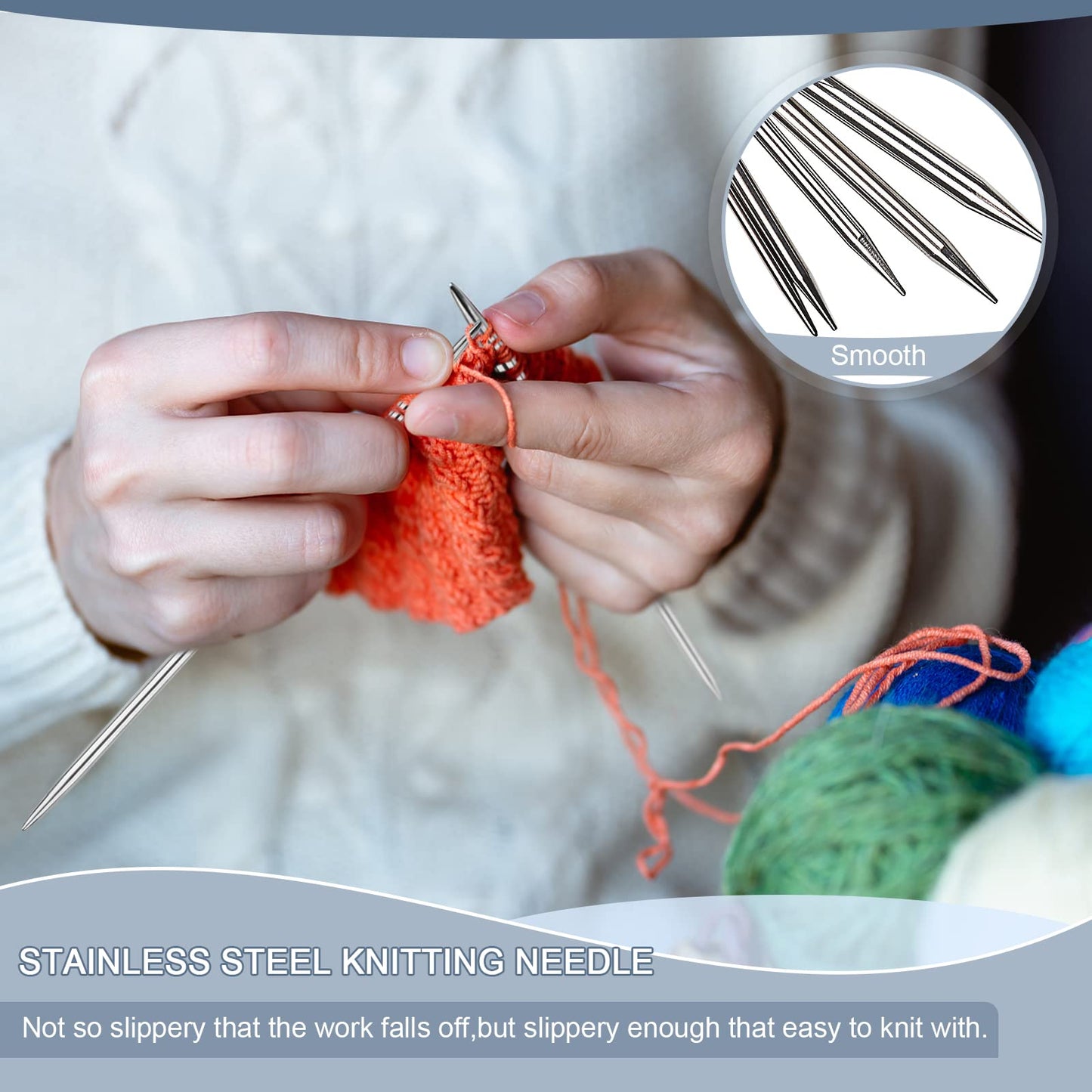 Aeelike 35pcs Short Knitting Needles Set Metal - Double Pointed Knitting Needles Stainless Steel Knitting Needles Double Ended with Case and Large-Eye Needles Stitch Markers Scissors Knitting Supplies