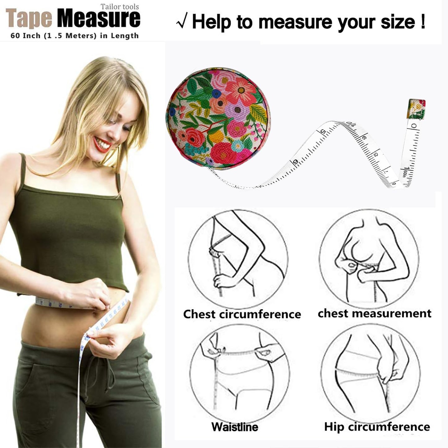 Tape Measure for Body Measuring Fabric Sewing Tailor Ruler Flexible Soft Pocket Small Mini Body Measurement Cloth Measuring Tape 60 Inch Premium Leather Retractable Tape Measure