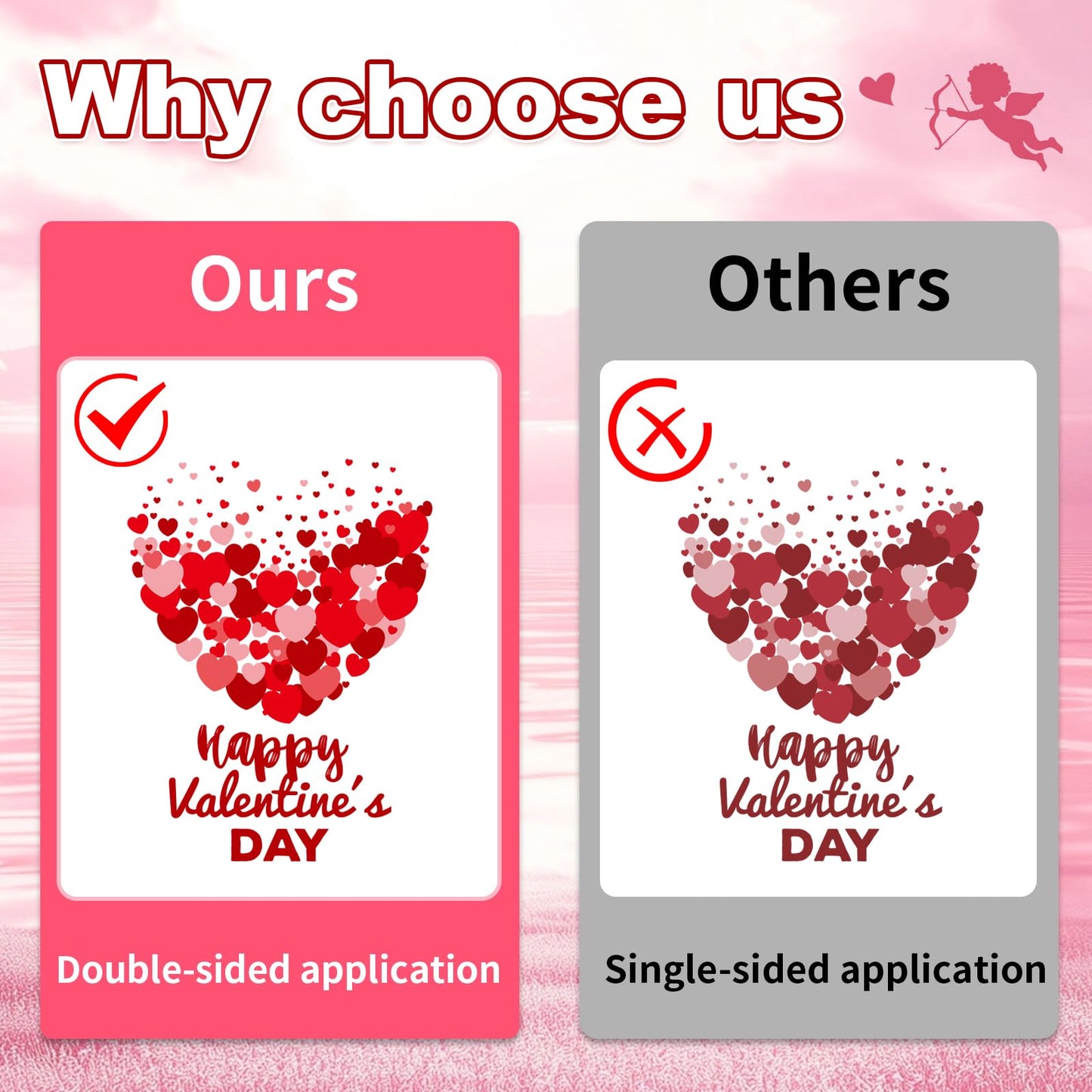 Valentines Day Window Clings Decor, Valentines Day Decorations, Red Heart Stickers for Home, Office, Classroom, Romantic Cupid Decals Décor, 9 Sheets